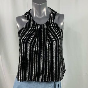 Women’s Sunday Rumors Sleeveless Dressy Top Black White Size S